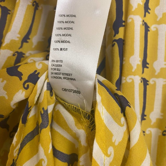Maeve By Anthropologie Dog Print Yellow Satin Bell Sleeve Button Up long Sleeve - Picture 11 of 12